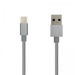 Puhdasvärinen nylon-briadattu datakaapeli Type-C