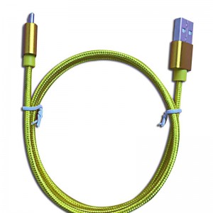 Puhdasvärinen nylon-briadattu datakaapeli Type-C