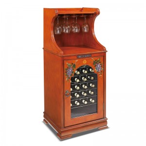 Muinaisen tyylin umpipuun viinijäähdytin ainutlaatuinen muodikas viinikellari 5–22 ℃