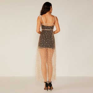 Naisten rento seksikäs Boho-kukkamekko, tyylikäs naisten seksikäs läpinäkyvä mekko