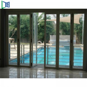 Kiina tehdas tuottaa alumiiniseoksesta kaksinkertaiset taitto-ovet saranoidut kaksiosaiset ovet kaupallisen luokan rakennuksiin