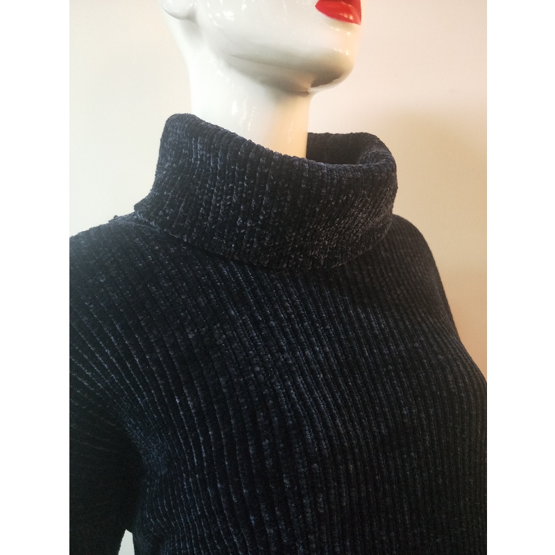 BLACK HIGH-COLLAR SWEATER RLWS0054F