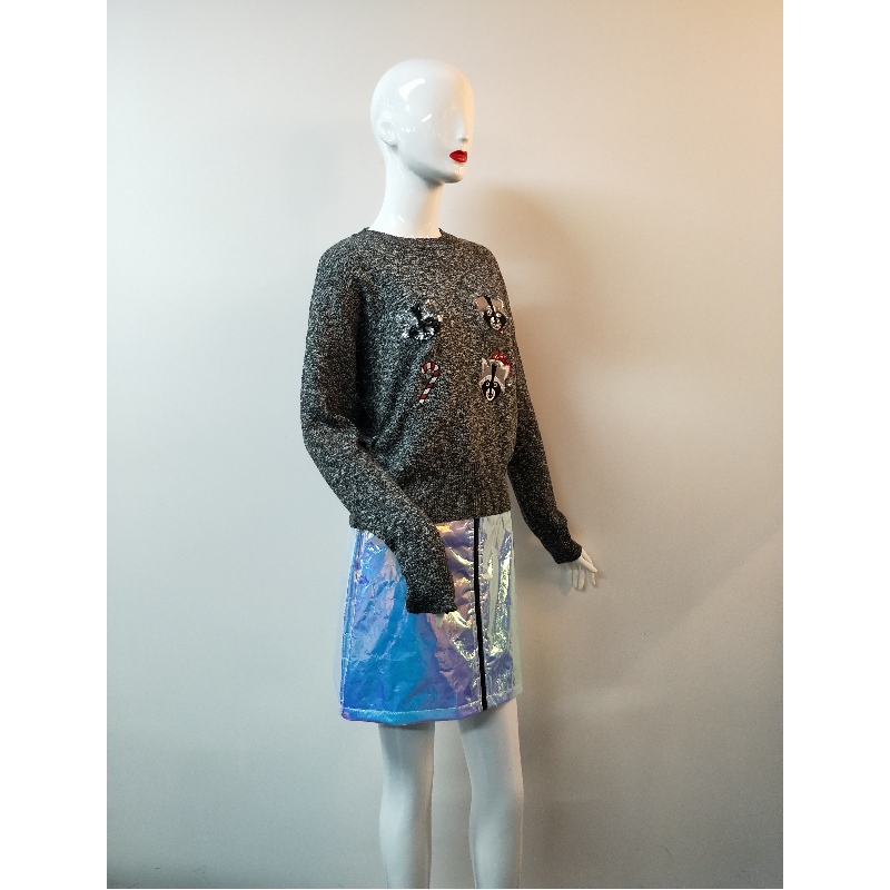 GREY ANIMAL PRINT SWEATER RLWS0060F