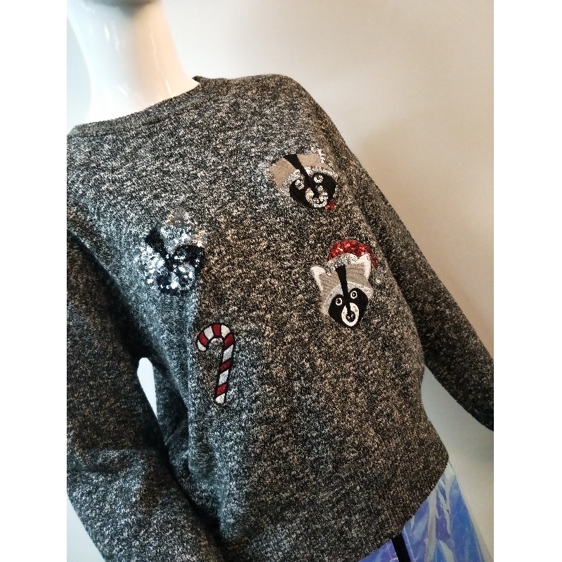 GREY ANIMAL PRINT SWEATER RLWS0060F