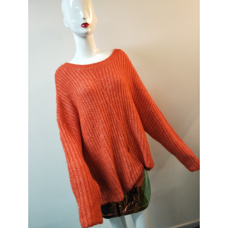 ORANGE IRREGULAR-HEM SWEATER RLWS0074F