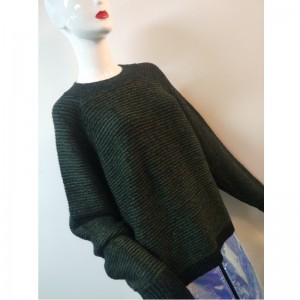 GREEN \u0026 BLACK LADIES CREW SWEATER RLWS0087F