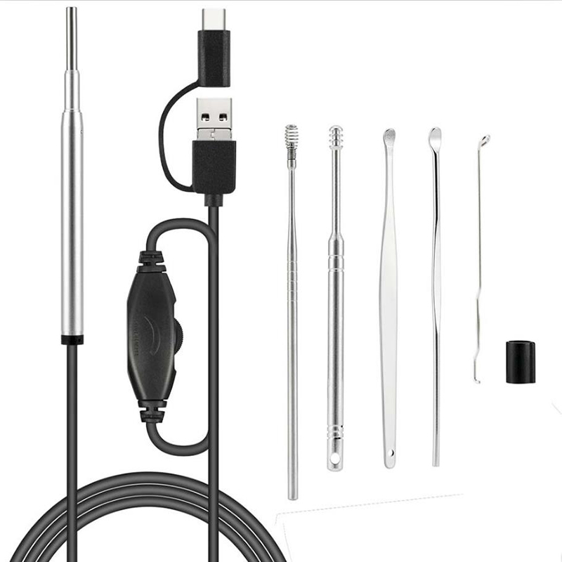 WiFi Otoscope 3 in 1 3.9mm Borescope-tarkastus Korva-vahanpoistoväline 720P Vedenpitävä kamera 6 säädettävällä LEDillä Yhteensopiva Android- ja iOS-järjestelmien kanssa