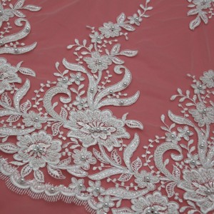 MF510CGB 135 CM -mallin brodeerattu mekko häät koristeellinen ompelu-pitsi-apliketti koriste-esine vaatetustarvikkeille