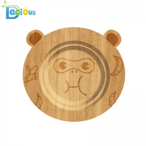 100% orgaaninen Bamboo Lasten ruokailuvälineet Spill Proof Bamboo imulevy turvallinen Ei myrkyllinen Bamboo Plate silikoni imu