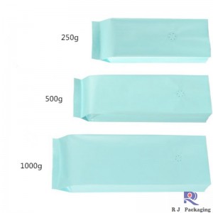 Tukkusivu Gusset Valved Matte tai gloss Aluminum folio Kahvisäkki 250g 500g