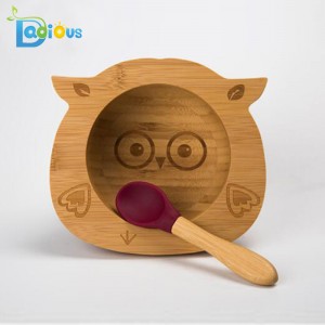 Orgaaninen Bamboo Bowl Toddler lahjapakkaus Baby Bamboo imukulho Animal Shape Bamboo Baby Bowl