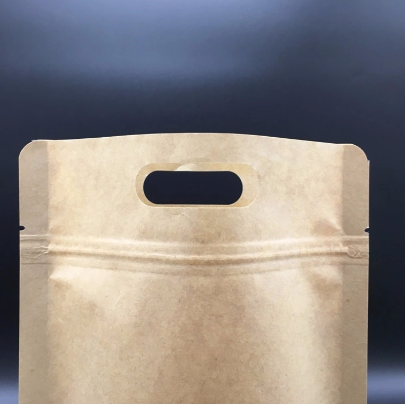 Kraft paper Stand Up Pouch with Ziplock and die cut handle for nuts &jujube and muut kuivat hedelmät