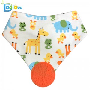 Pehmeä, imukykyinen orgaaninen puuvillahampaiden bandana Muslin Teether ruokalappu Unisex Bandana drool ruokalappuja teetterillä