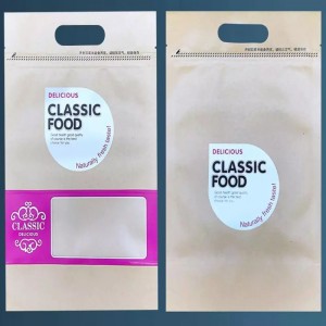 Korkealaatuinen painettu mukautettu tulostus vetoketjullinen laukku ruuan pakkaamiseen kahvalla