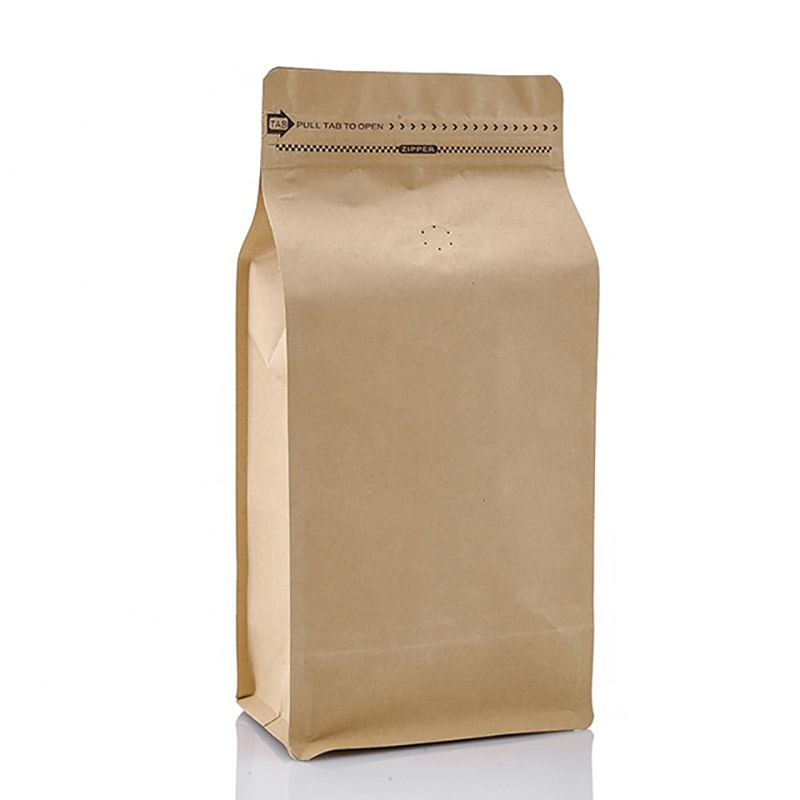 Korkealaatuiset 100 g 250 g 500 g 1 kg tavallinen kalusto litteäpohjainen ruskea voimapaperi kahvipavupussit venttiilillä ja vetoketjulla
