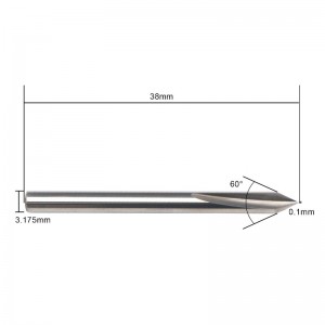 60 asteen V-bitti, EnPoint-metallikaiverrusbitti Kovametallinen kova kärjen kartio-muotoinen CNC-kaiverrusterä 2-uraisella 1/8 \"3,175 mm varrella 0,1 mm: n kärjen merkinnän kartiomaisella kaiverrusvuorilla teräsalumiinista messinki...