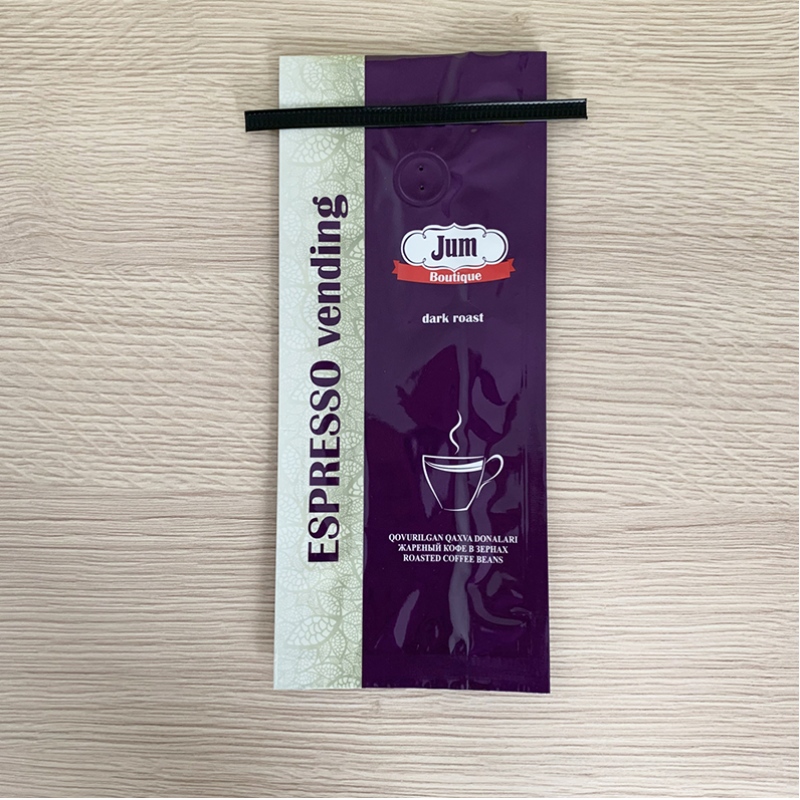 Kiina 250 grammaa sivusäteinen kahvipussi kaasunpoistoventtiilillä alumiinifoliokahvipussi, jossa tina solmio 12 OZ Tin Tie kahvipussi