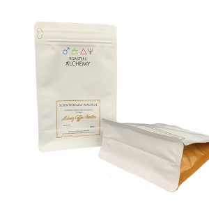 mittatilaustyönä painettu logo litteäpohjainen laminoitu alumiinifoliokahvipussi yksisuuntaisella venttiilillä