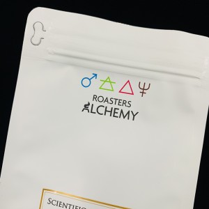 mittatilaustyönä painettu logo litteäpohjainen laminoitu alumiinifoliokahvipussi yksisuuntaisella venttiilillä