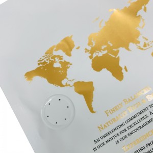 mittatilaustyönä painettu logo litteäpohjainen laminoitu alumiinifoliokahvipussi yksisuuntaisella venttiilillä