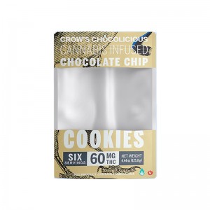 Räätälöity seisova pussi evästeille tarkoitettuihin elintarvikelaatuisiin pakkauspusseihin, joissa on kirkas ikkunan vetoketju