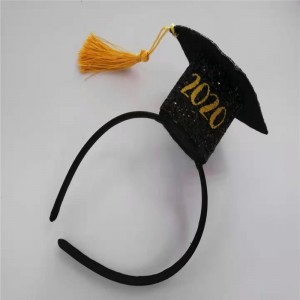 Mustavalkoinen valmistumis hattu tupsu Glitter juhla