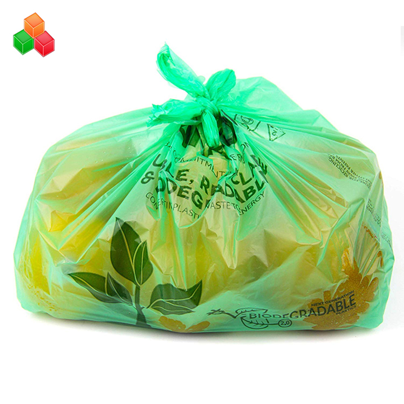 Tarjous räätälöity logonvärinen myrkytön 100% kompostoitava biohajoava pe + d2w muovinen roskakori jäte ostoskassi rulla