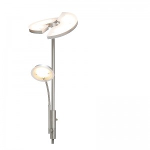 LED-korkeajännitteinen äiti ja poika -lattiavalaisin puolipyöreällä LED-paneelilla