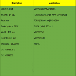 Jarrupalat (OE: 30671575-0, OE: 30671575)