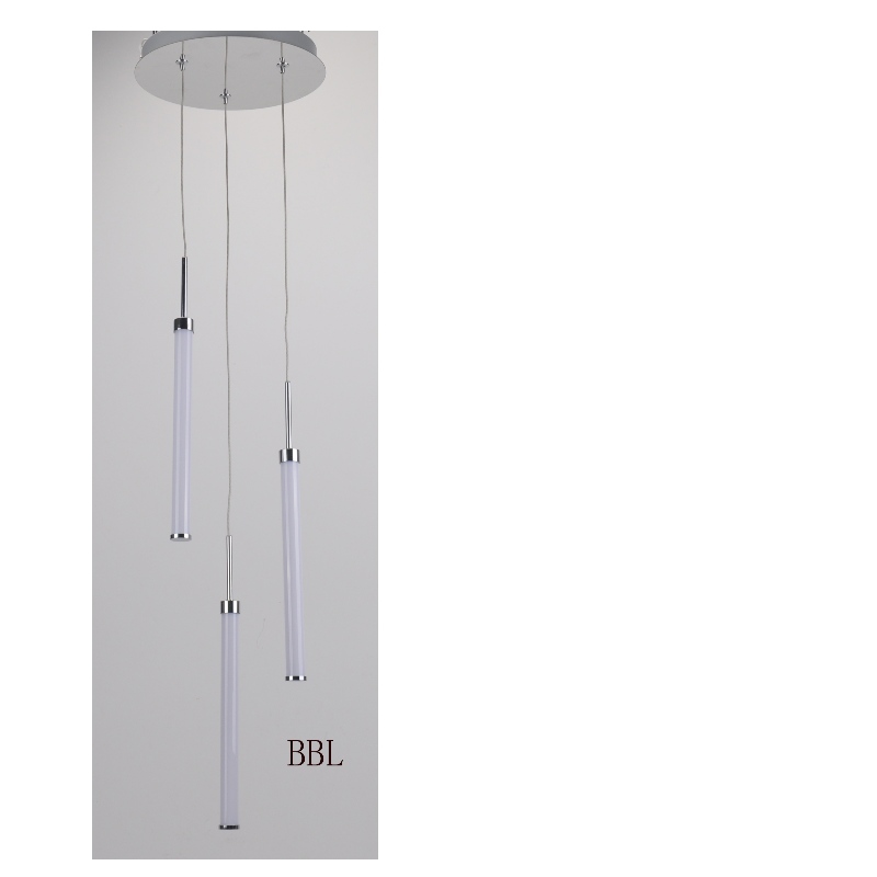 LED-riipuslamppu, jossa on 3pcs-akryyli suora putki