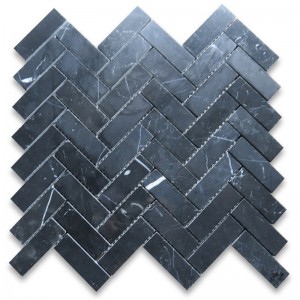 Nero marquina 1x3 kalanruoto mosaiikki laatta kiillotettu