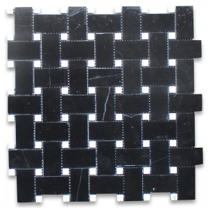 Nero marquina 1x3 kalanruoto mosaiikki laatta kiillotettu