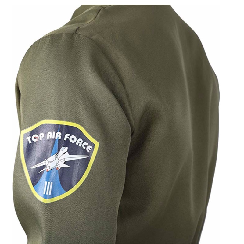 Miesten ilmavoimien hävittäjälentoympäristössä käytettävät puvupuvut aikuisille, joissa brodeeratut laastarit ja taskut
