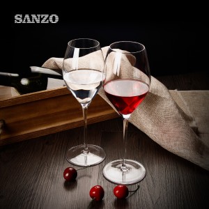 SANZO musta punaviinilasit käsintehtyjä lyijyttömiä kristalli-timanttivarren laseja paksu pohjalasi
