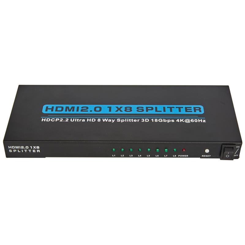 V2.0 HDMI 1x8 Splitter -tuki 3D Ultra HD 4Kx2K @ 60Hz HDCP2.2