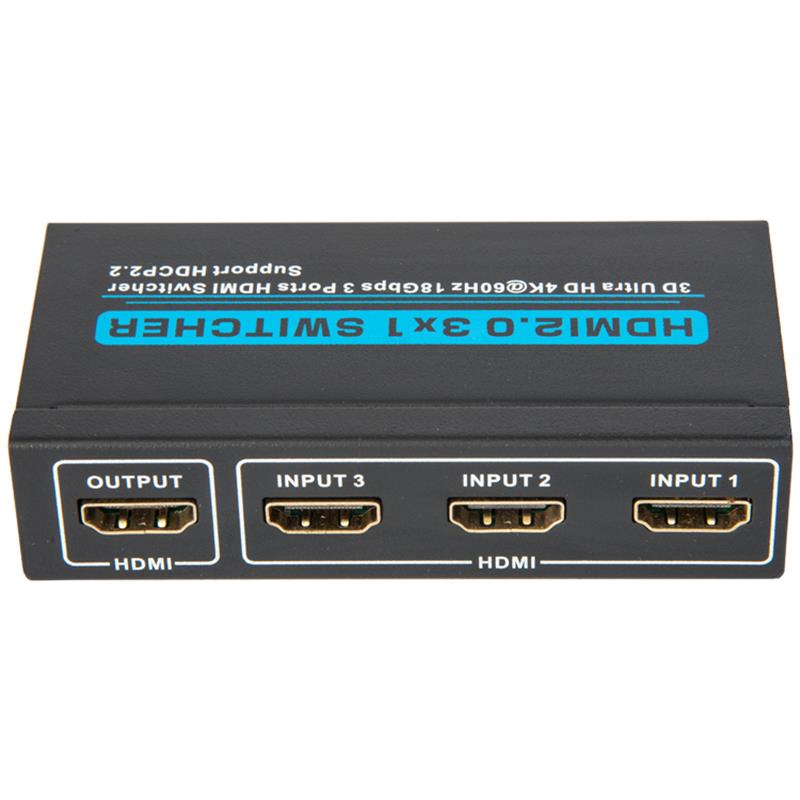 V2.0 HDMI 3x1 -kytkin tukee 3D Ultra HD 4Kx2K @ 60Hz HDCP2.2