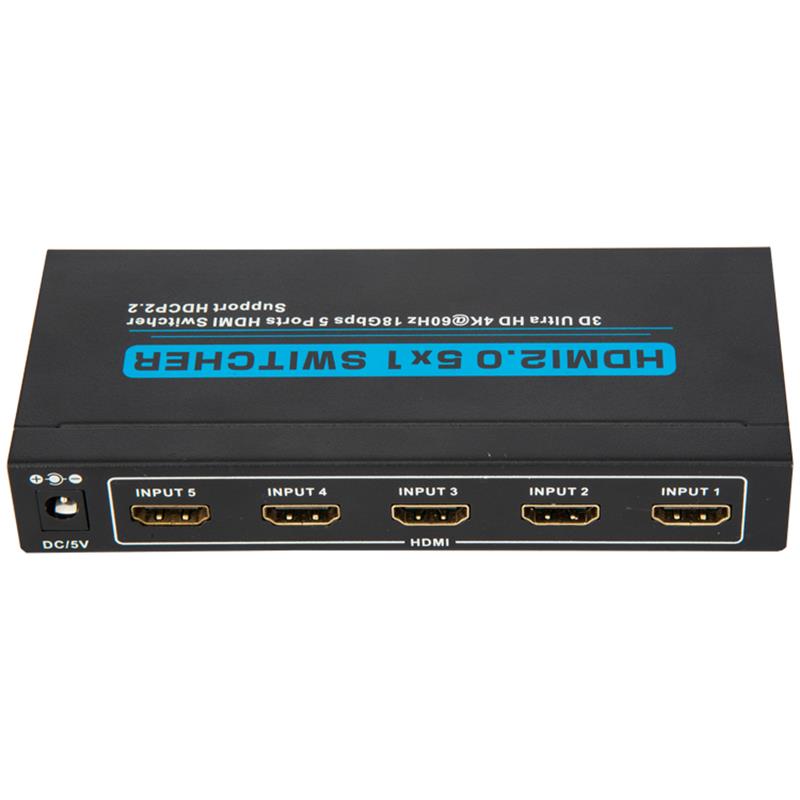 V2.0 HDMI 5x1 -kytkin tukee 3D Ultra HD 4Kx2K @ 60Hz HDCP2.2