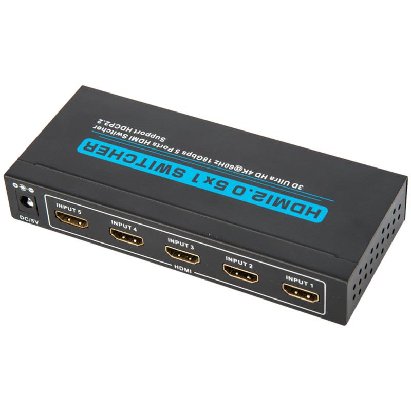 V2.0 HDMI 5x1 -kytkin tukee 3D Ultra HD 4Kx2K @ 60Hz HDCP2.2