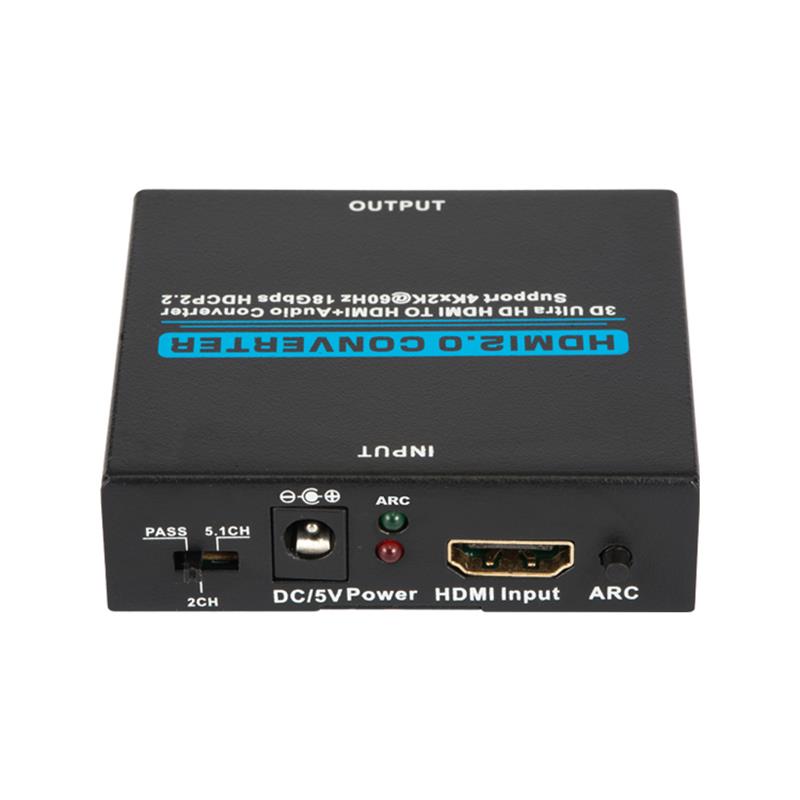 V2.0 HDMI-äänen poistolaite HDMI-HDMI + -äänimuuntajaan Tukee 3D Ultra HD 4Kx2K @ 60Hz HDCP 2.2 18Gbps