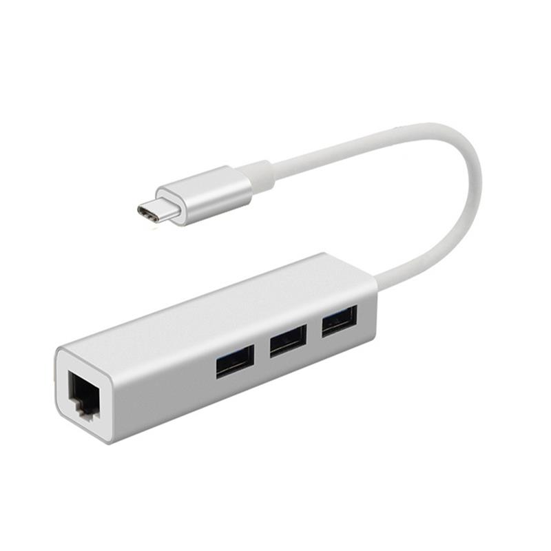 C-tyypin USB-lähiverkkoyhteys (1000M) + USB 3.0x3 -keskitinsovitin