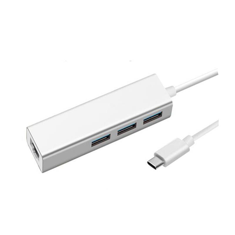 C-tyypin USB-lähiverkkoyhteys (1000M) + USB 3.0x3 -keskitinsovitin