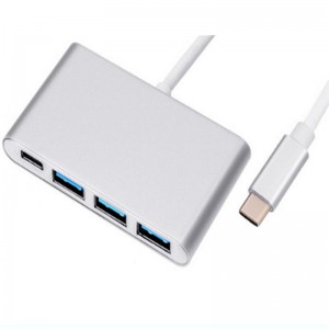 4-in-1 USB Type C - USB 3.0x3 + Type C Hub -sovitin