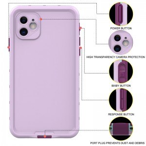 iphone 11 vedenpitävä, täysin vedenpitävä iphone 11-koteloinen vedenpitävä (”purppura”) vesitiivis (”purppura”), jonka taustapinta on kiinteä