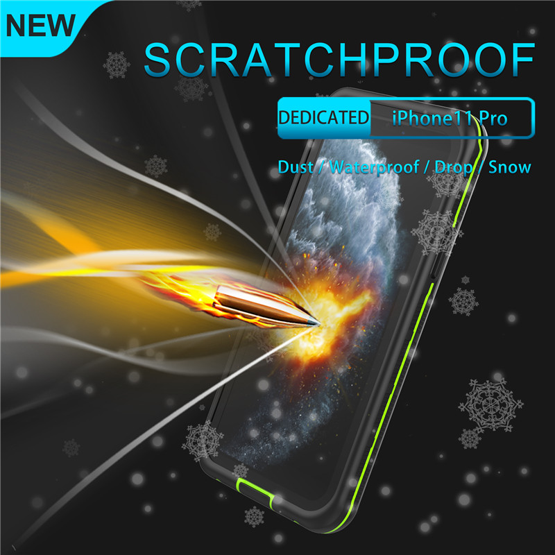 Vedenalainen puhelinkotelo vedenpitävä pidike iphone 11 pro vedenpitävä kotelo (musta), läpinäkyvä takakansi