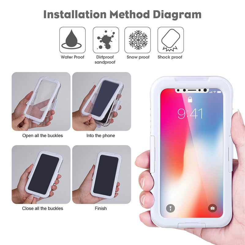 Veden- ja iskunkestävä iphone-kotelo vedenpitävä kotelo lähellä minua vedenalaisen puhelimen kamerakotelo iphone XS: lle （Valkoinen)