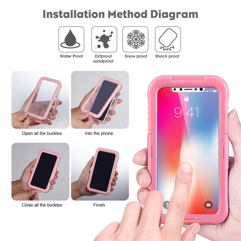 Iphone XR ip68 -kotelo vedenpitävä puhelinlompakko kaikki todisteet kotelosta (Pink …)