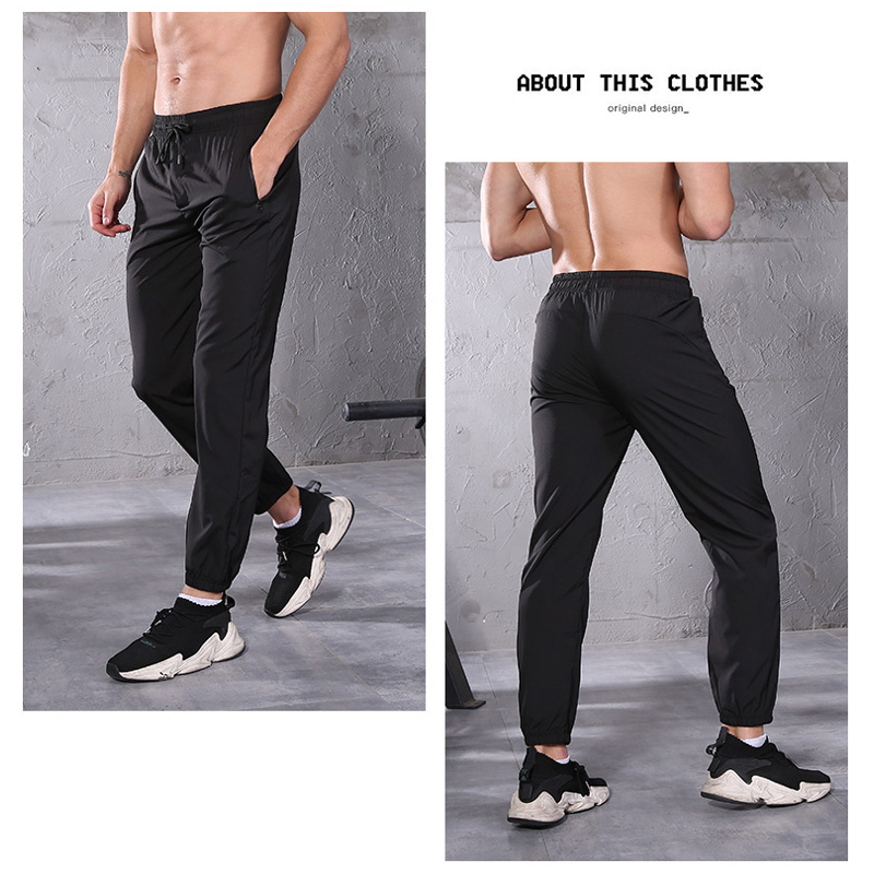 FDMM023- Men\\\ s Light Joggers Pants Zipper Pockets Gym