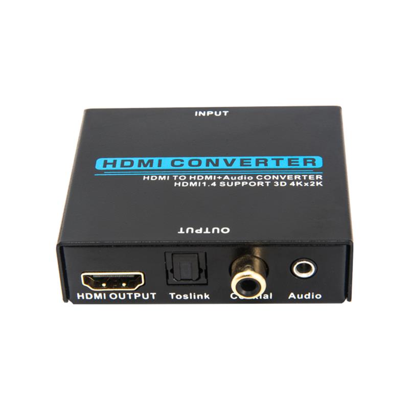 V1.4 HDMI-äänen poistolaite HDMI-HDMI + -äänimuuntajaan tukee 3D Ultra HD 4Kx2K @ 30Hz -taajuutta