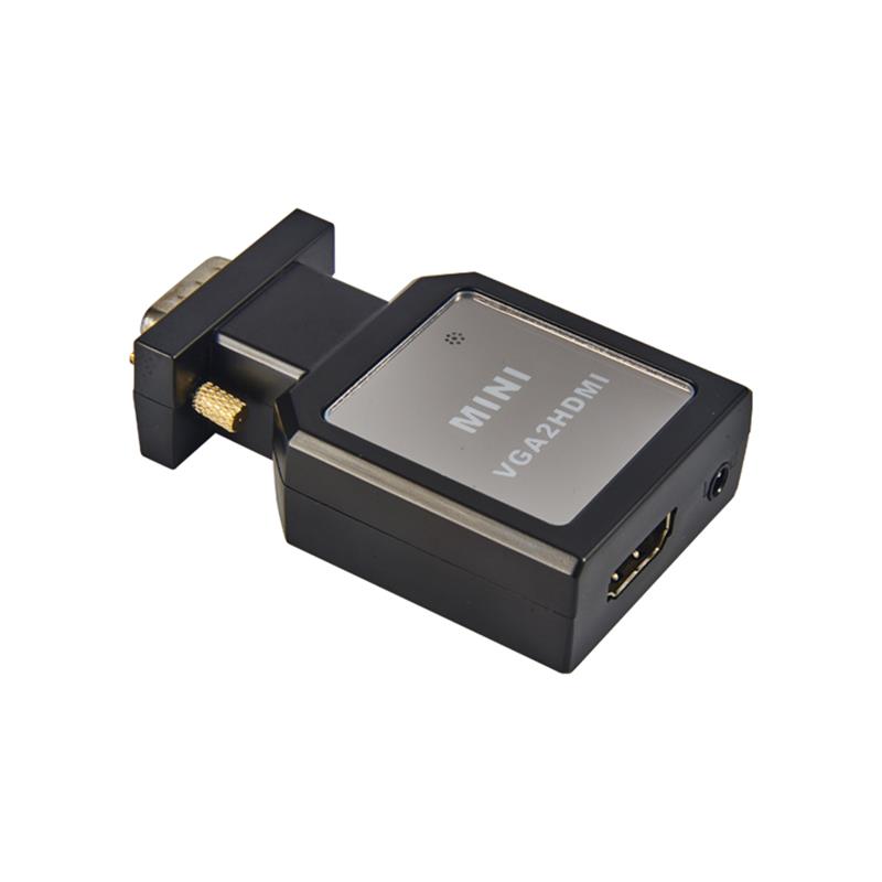 Metallikotelo MINI-koko VGA + 3,5 mm Audio TO HDMI -muunnin