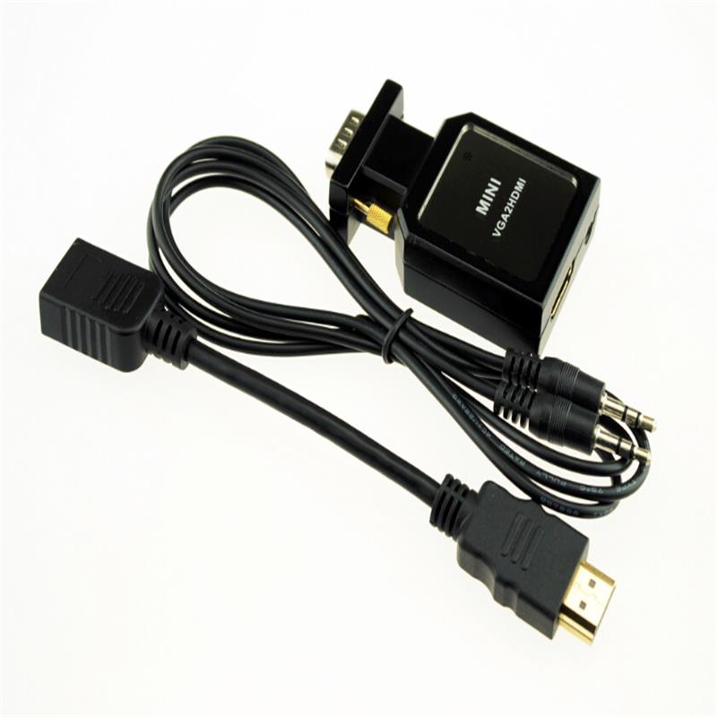 Metallikotelo MINI-koko VGA + 3,5 mm Audio TO HDMI -muunnin